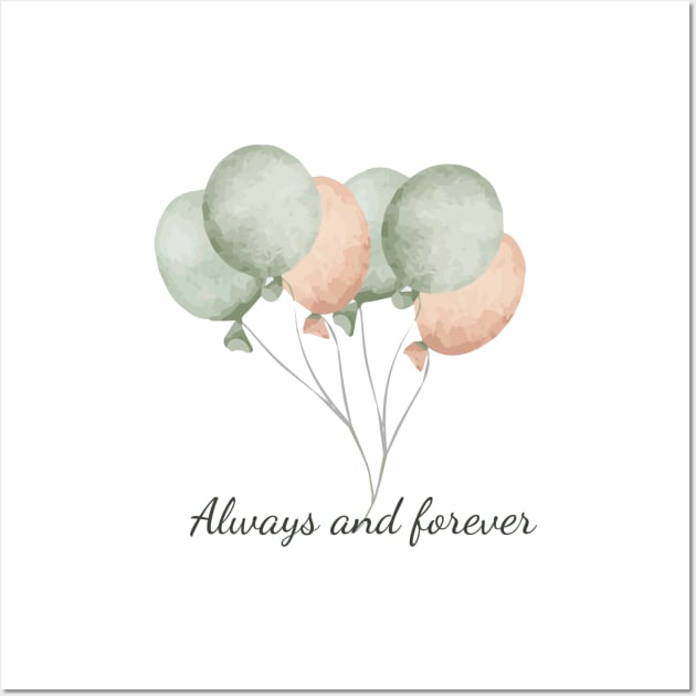 watercolor balloons - always and forever Wall Art by zaiynabhw